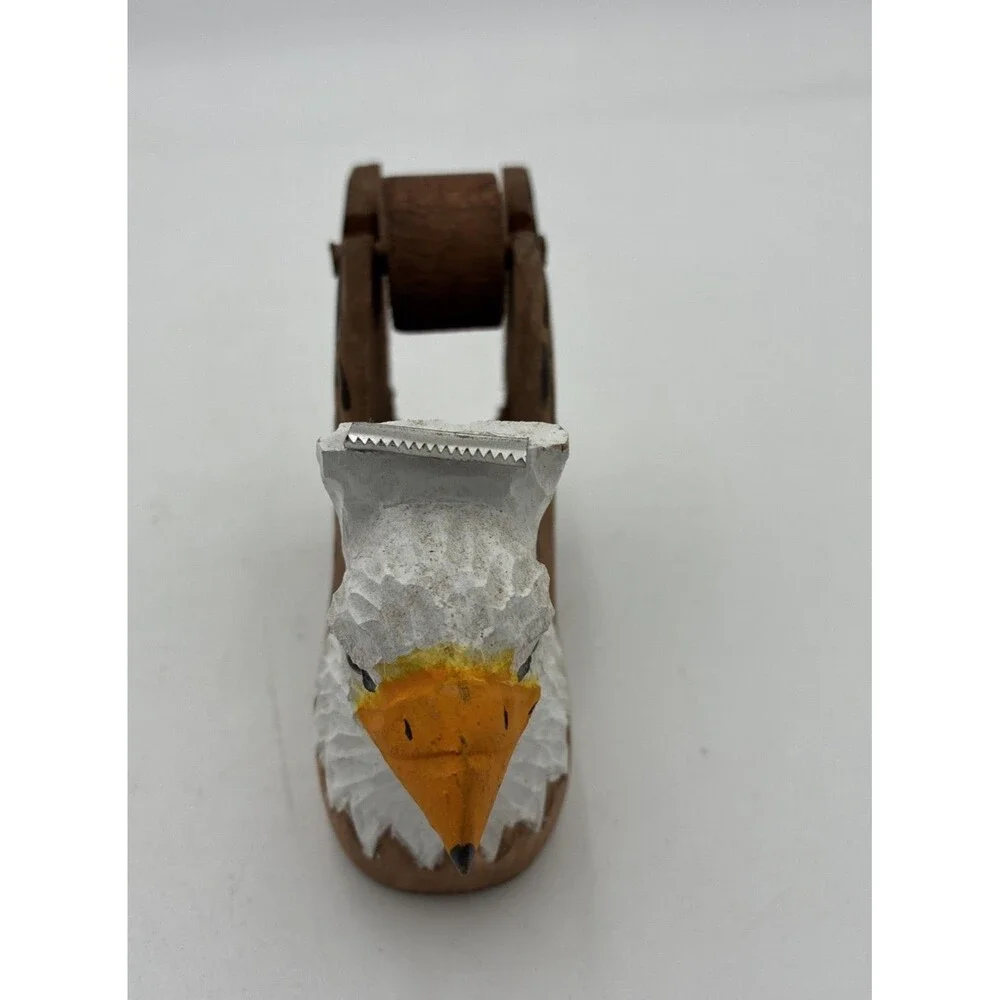 eagle head shape Tape Dispenser desk top wood carving